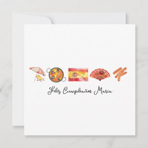 Spanish Happy Birthday, Feliz Cumpleaños Spain  Card
