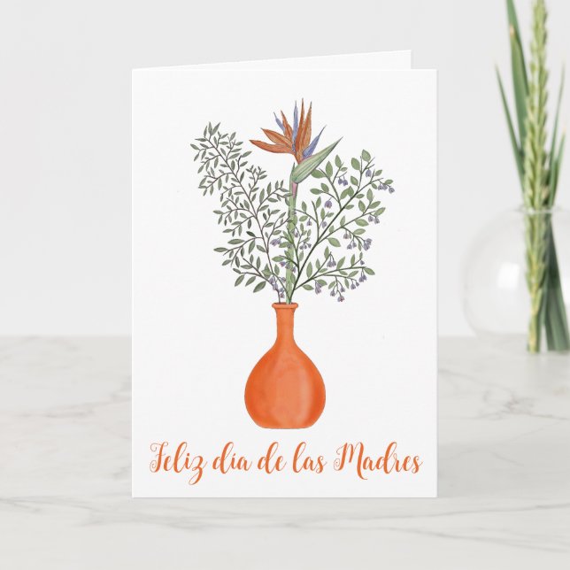 Spanish Happy Mother’s Day Strelitzia reginae Card (Front)