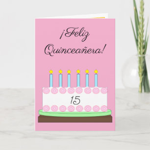 Spanish Happy Quinceañera: Pink Card