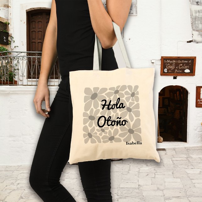 Spanish Hello Autumn Fall Vibes Personalize Tote Bag (Creator Uploaded)