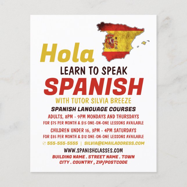 Spanish Hola, Spanish Language Course Flyer (Front)