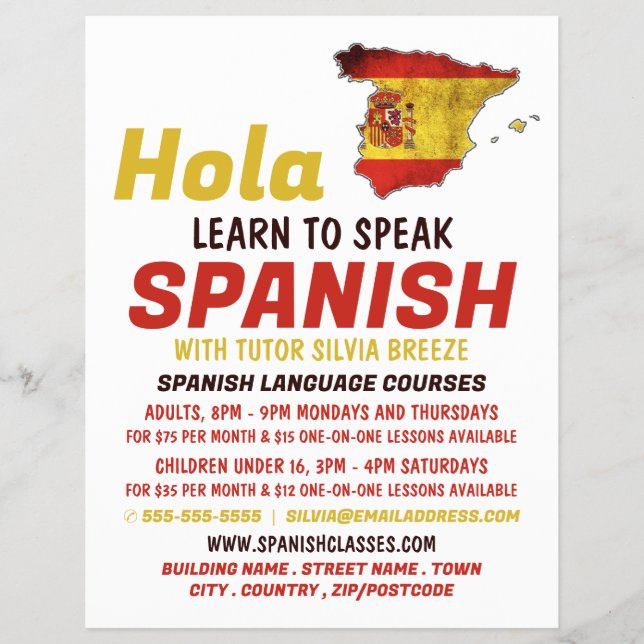 Spanish Hola, Spanish Language Course Flyer (Front)