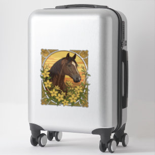 Spanish Horse Breed Surrounded By Yellow Jasmine  Sticker