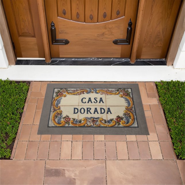 Spanish House Sign (text customizable)  Doormat (Outdoor)