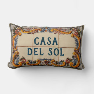 Spanish House Sign (text customizable) Lumbar Pillow