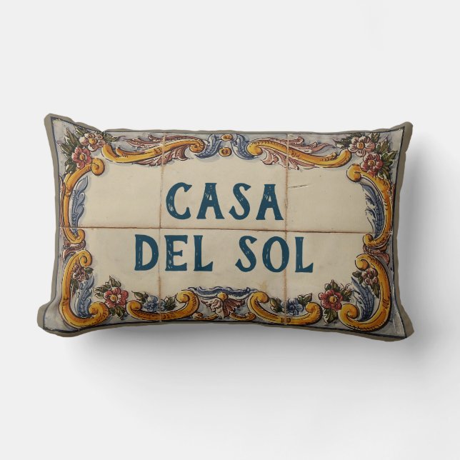 Spanish House Sign (text customizable) Lumbar Pillow (Front)