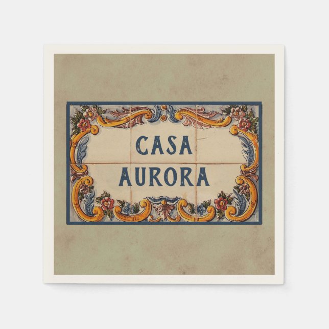Spanish House Sign (text customizable) Napkins (Front)