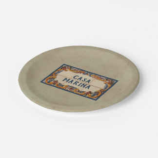Spanish House Sign (text customizable) Paper Plates