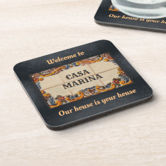 Spanish House Sign Welcome (customizable) Beverage Coaster