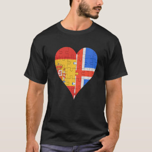 Spanish Icelandic Flag Heart T-Shirt