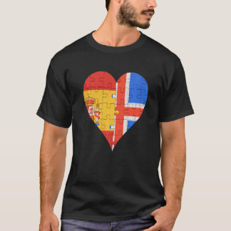 Spanish Icelandic Flag Heart   T-Shirt