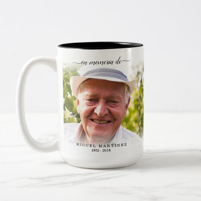 Spanish In Loving Memory Funeral Sympathy Two-Tone Coffee Mug (Left)