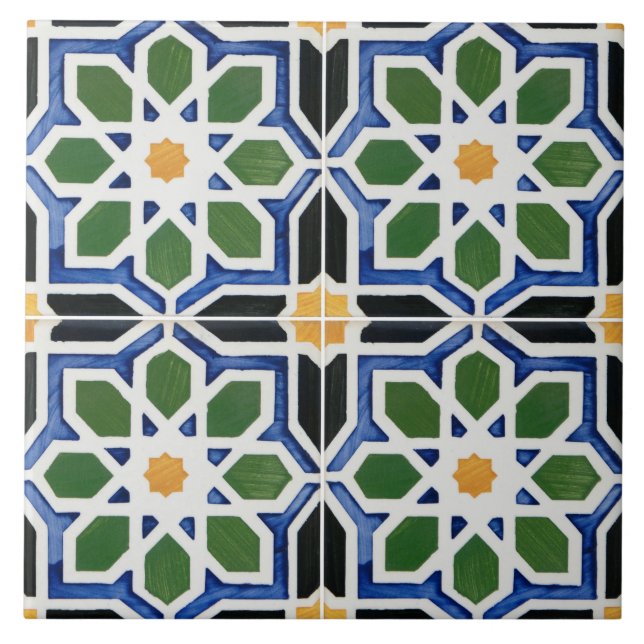 Spanish Interlocking Geometric Ceramic Tile (Front)