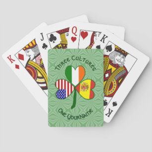 Spanish Irish American Flag Shamrock Personalize Poker Cards