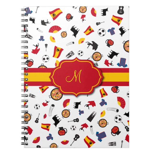 Spanish items with flag to add your monogram notebook (Front)