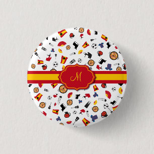Spanish items with flag to add your monogram pinback button