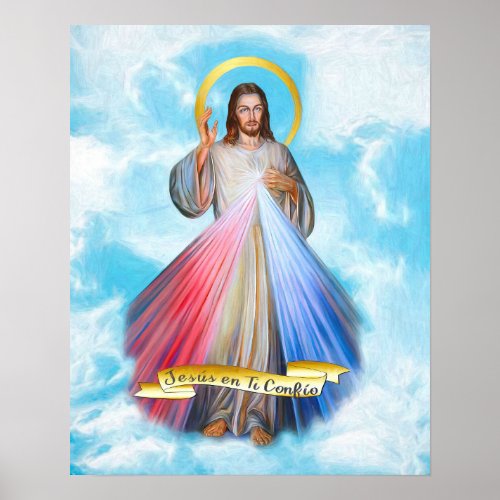 Spanish Jesus Divina Misericordia Cielo Azul Poster