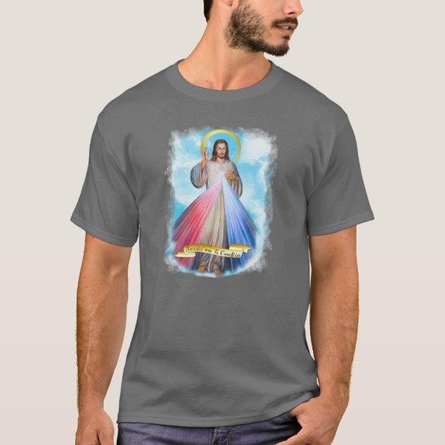 Spanish Jesus Divina Misericordia Cielo Azul T-Shirt (Front)