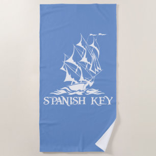 Spanish Key Beach Towel - White Logo