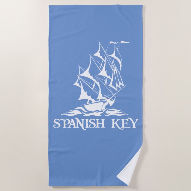 Spanish Key Beach Towel - White Logo (Front)
