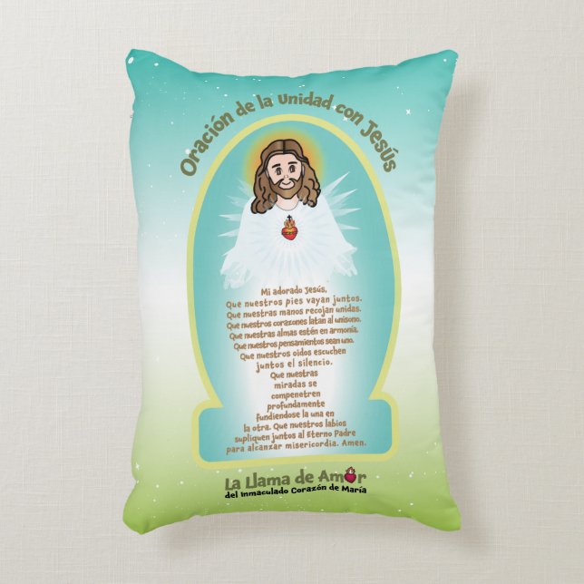 Spanish Kids FOL Mama Mary Icon + Unity Prayer  Accent Pillow (Front(Vertical))