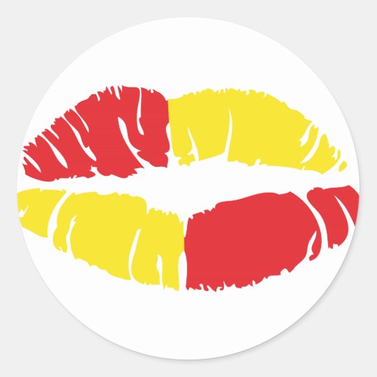 spanish kiss mouth classic round sticker | Zazzle.com