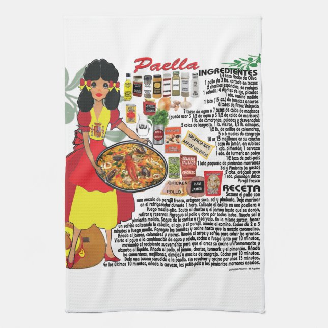 Spanish Kitchen towel- Paella Towel (Vertical)