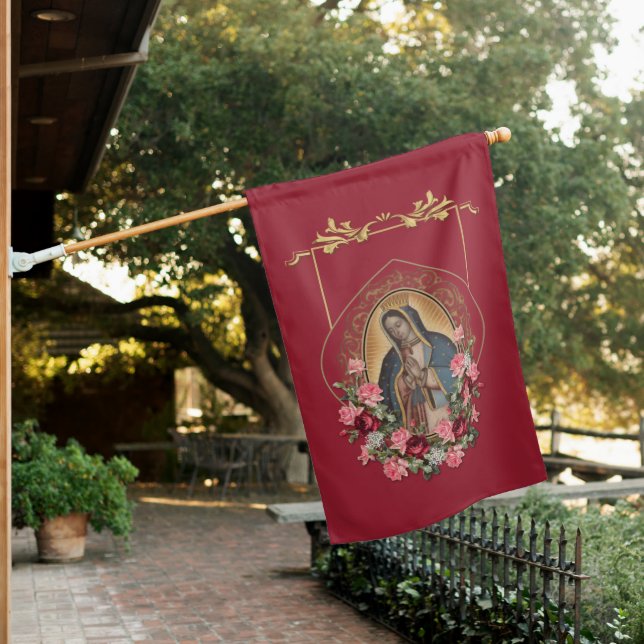 Spanish Lady of Guadalupe Mexican Religious House  House Flag (In SItu)