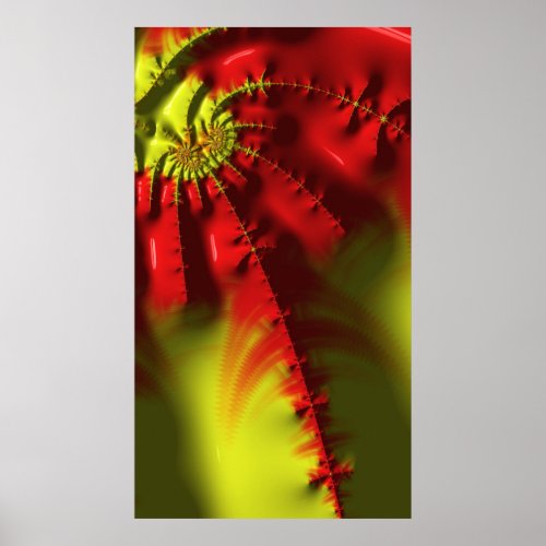 Spanish Lady Red and Yellow Fractal Abstract Art Poster