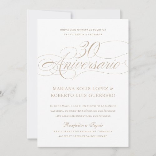 Spanish Language 30 Aniversario de Bodas Wedding Invitation
