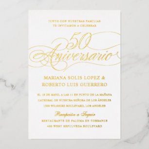 Spanish Language 50th Wedding Anniversary Foil Invitation