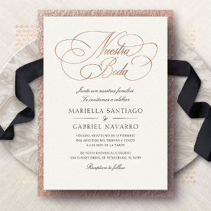 Spanish Language Calligraphy Nuestra Boda Wedding Foil Invitation