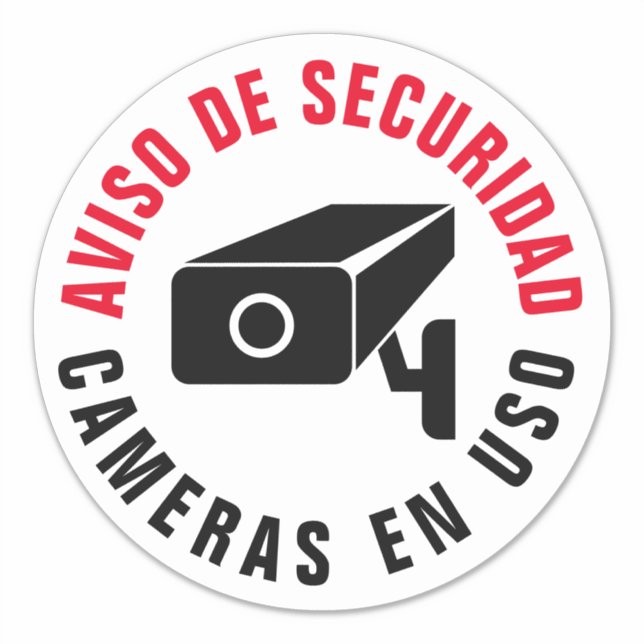 Spanish Language Camera Security Notice Warning Sticker (Front)