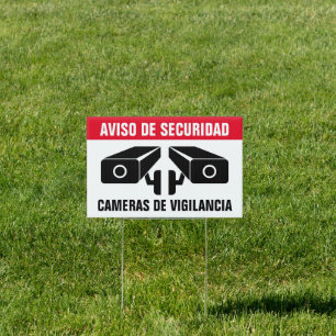 Spanish language camera security notice yard sign