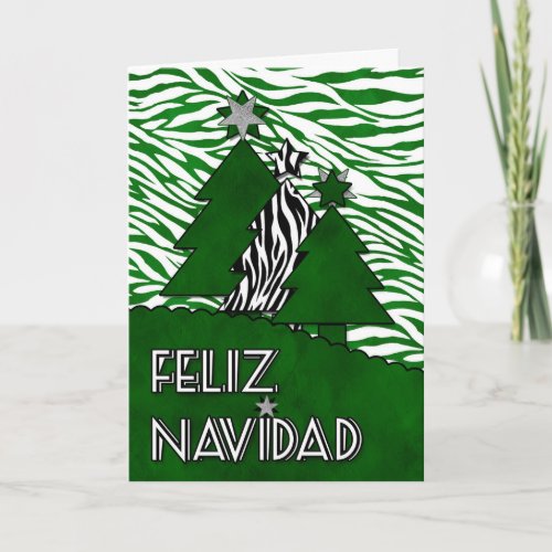 Spanish Language Christmas Feliz Navidad Zebra Holiday Card