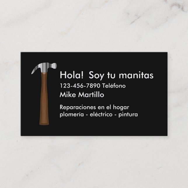 Spanish Language Handyman Business Cards (Front)