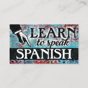 Spanish Language Lessons Business Cards - Blue Red
