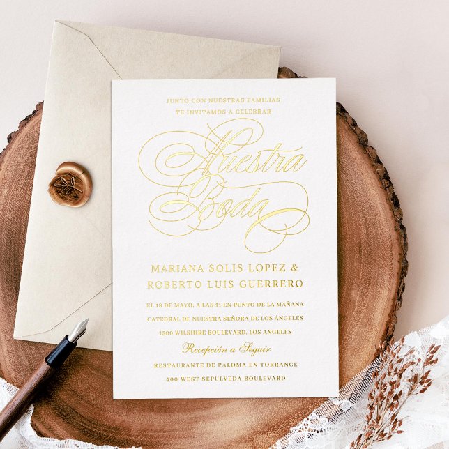 Spanish Language Nuestra Boda Gold Foil Invitation (Creator Uploaded)