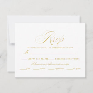 Spanish Language Nuestra Boda Gold RSVP Card
