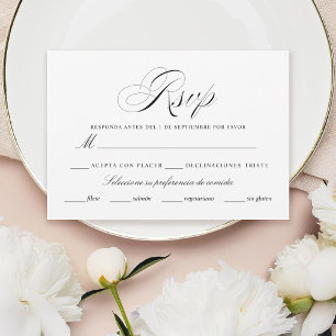 Spanish Language Nuestra Boda Negro Rsvp Card