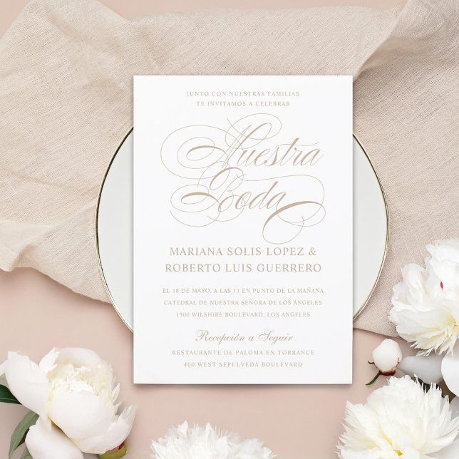 Spanish Language Nuestra Boda Tan Wedding Invitation (Creator Uploaded)