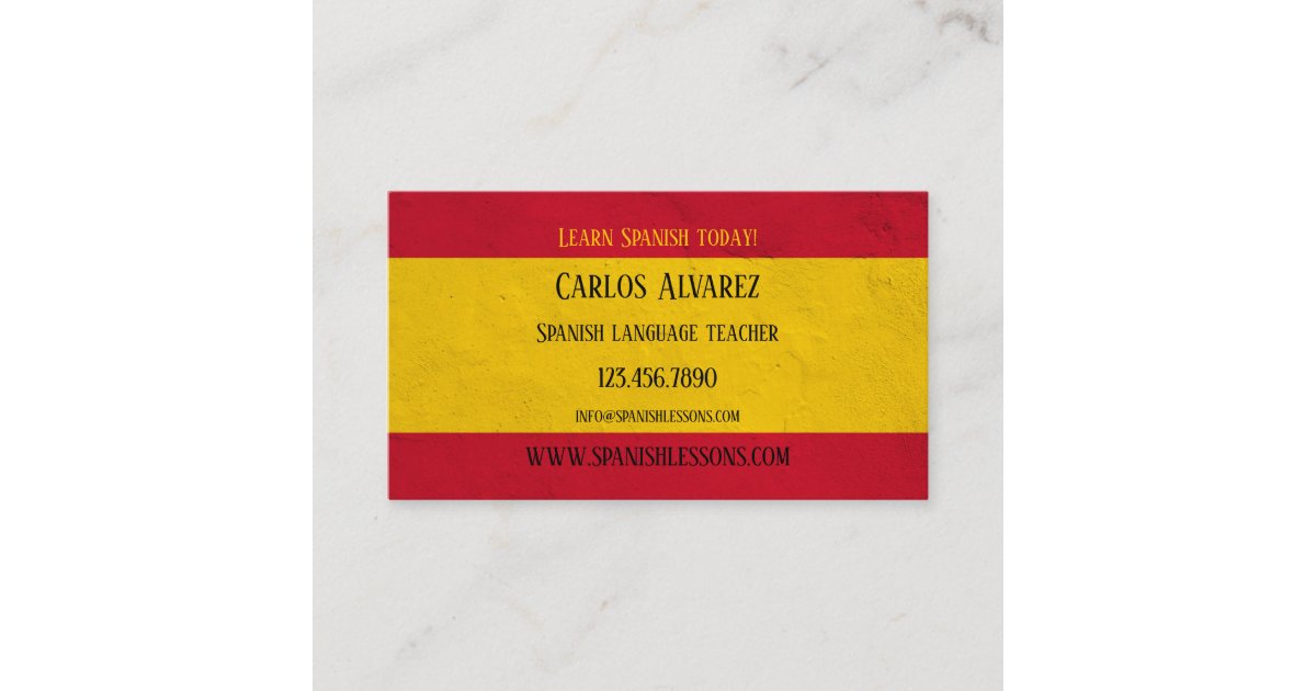 Spanish Language Teacher Business Card Zazzle