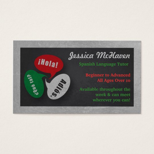 Spanish Language Tutor Business Card Zazzle