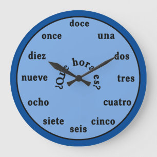 Spanish Language Wall Clock Shades of Blue