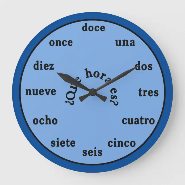 Spanish Language Wall Clock Shades of Blue Zazzle