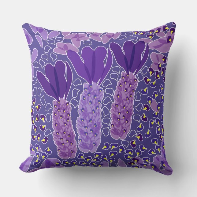 Spanish lavender throw pillow (Front)