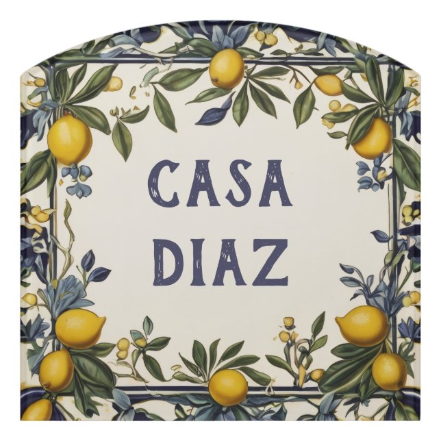 Spanish Lemon Custom House Name Plate Plaque Sign (Contour Front)