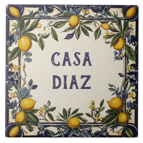 Spanish Lemon Custom House Name Plate Plaque Sign Ceramic Tile