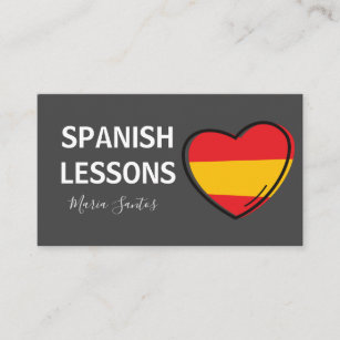 Spanish Lessons Flag Heart Cute Love Teacher Tutor Business Card