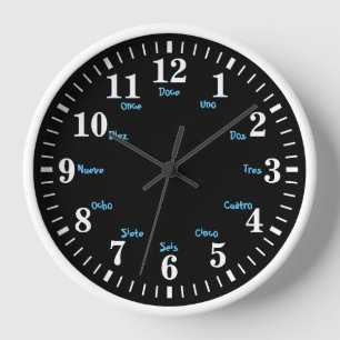 Spanish Letter Numbers Round Clock